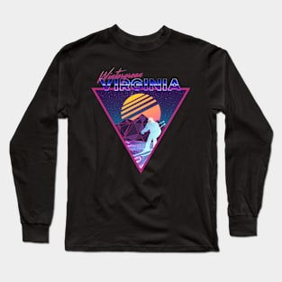 Retro Vaporwave Ski Mountain | Wintergreen Virginia | Shirts, Stickers, and More! Long Sleeve T-Shirt